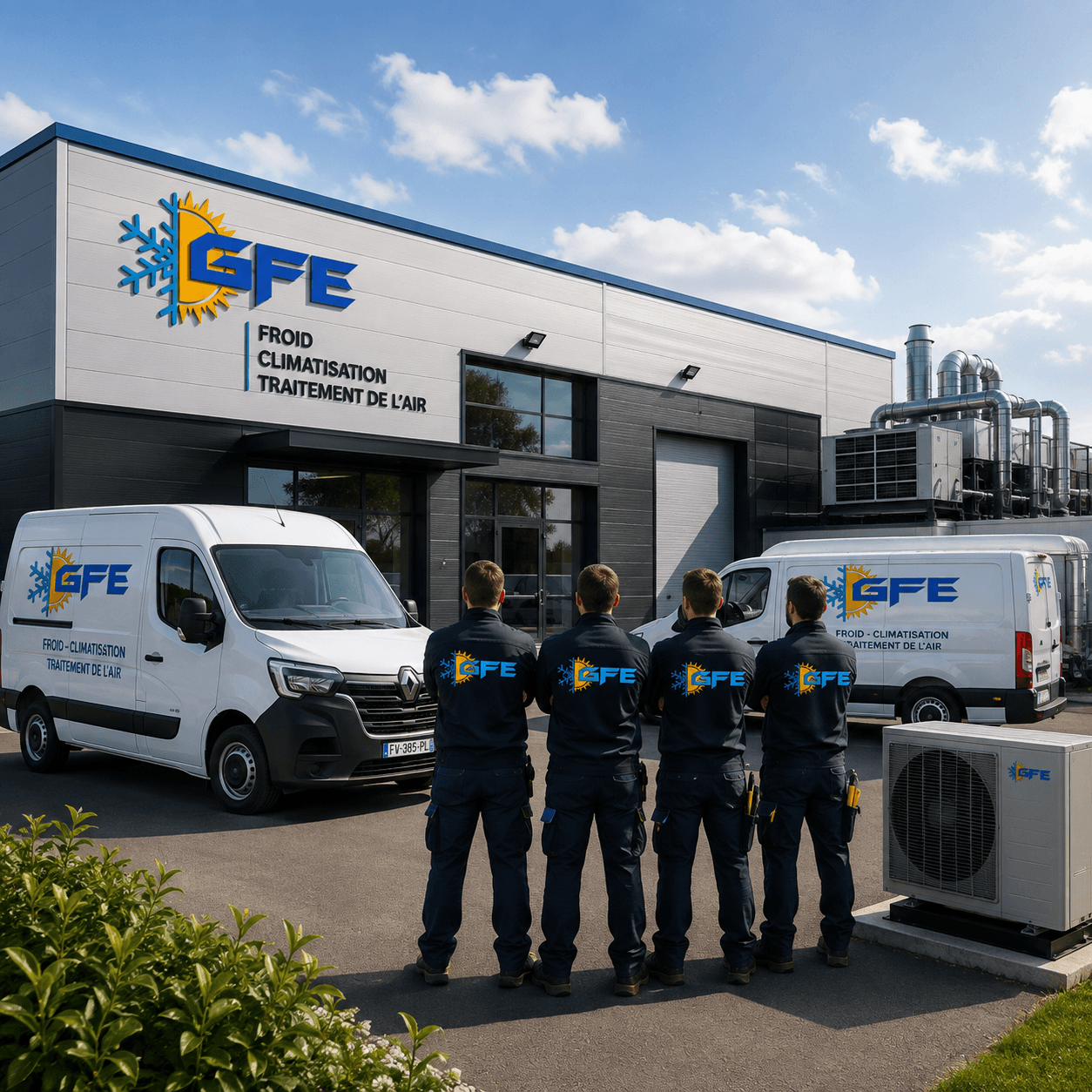 Équipe Global Froid Énergie sur un chantier